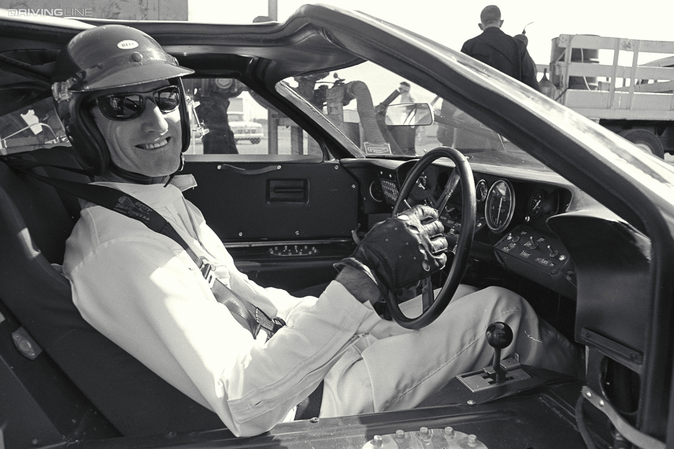 Daytona 24 Hour Race, Daytona, FL, 1966. Ken Miles in the cockpit of a Ford Mark II. CD#0777-3292-0443-6